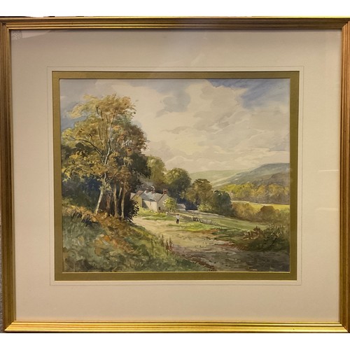 235 - Michael Crawley, The Dove Valley Derbyshire, signed, watercolour, 35cm x 41cm.