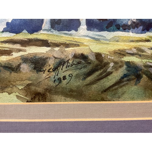 119 - Geoff Milne, Towards the high mountains, signed, watercolour, 41cm x 58cm.