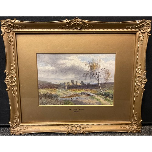 171 - William Wilde (1826-1901),
Passing shower, High on the Moor, 
signed, dated 1880, watercolour, 17.5c... 