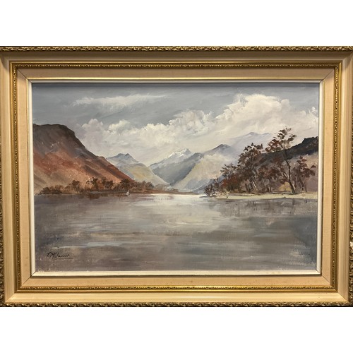 172 - Fred McJannet (20th Century), 
A View of Ullswater, Lake District, 
signed, oil on canvas, 40cm x 60... 