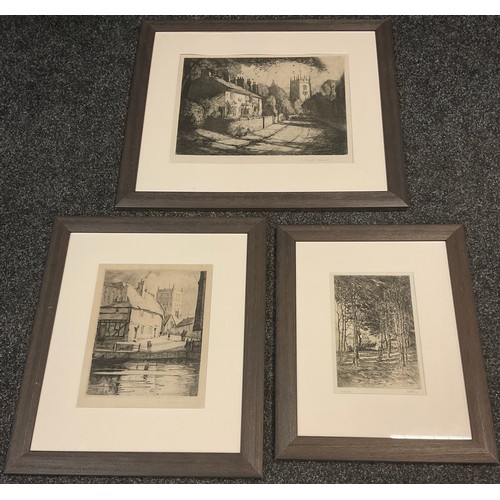 133 - English School, Arthur Henry Knighton Hammond, etching on paper; another, Autumn Cottage; W.H.Potter... 