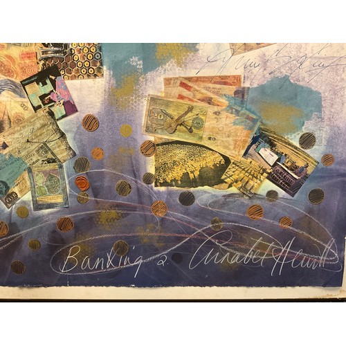 286 - Annabel Hewitt, British (b.1946),
'Banking II',
signed, Mixed Media Collage on Paper, 98.5cm x 75cm.