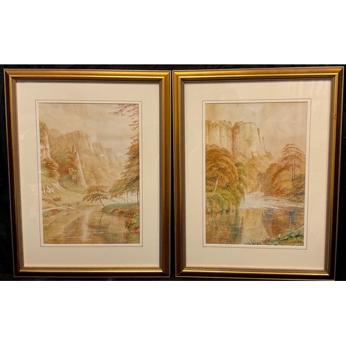 169 - WEJ Dean (Derby porcelain artist)
A pair, Dovedale
signed, dated 1923, watercolours, 44cm x 30cm