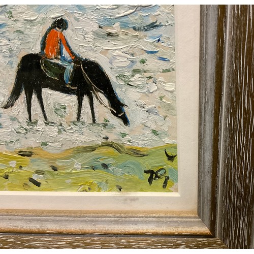 5 - Joan Gilchrest (1918 - 2008), 
Riding at High Tide, 
signed with monogram, oil on board, 18.5cm x 13... 