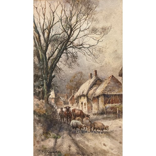 138 - Robert William Arthur Rouse (1867–1951), A Rural life, signed, dated 1930, watercolour, 21cm x 12cm.