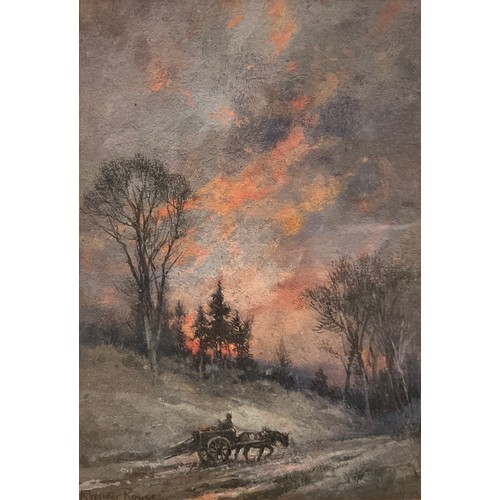 139 - Robert William Arthur Rouse (1867–1951), ‘Red sky at night’, signed, gouache, 16.5cm x 10.5cm.