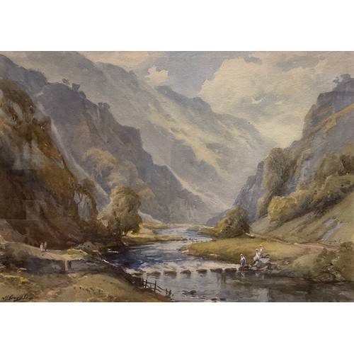 179 - Harold Gresley (1892–1967)
The Stepping Stones, Dovedale, Derbyshire
signed, watercolour, 28cm x 38c... 