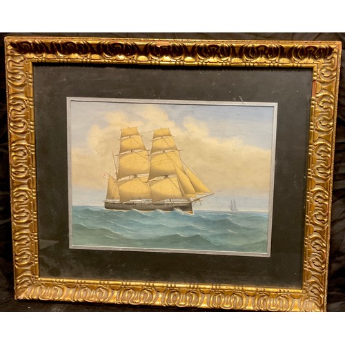 123 - R. Wilkins, early 20th century, ‘The Passing Tallships’, signed, watercolour, 24.5cm x 33cm.