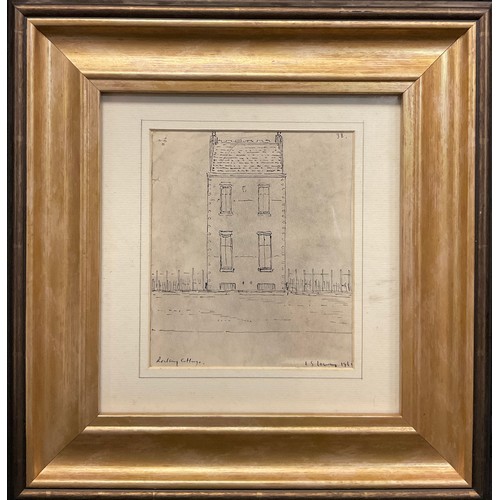 147 - Manner of L S Lowry, Rectory Cottage, bears signature, dated 1961, pen and ink sketch, 17.5cm x 15cm... 