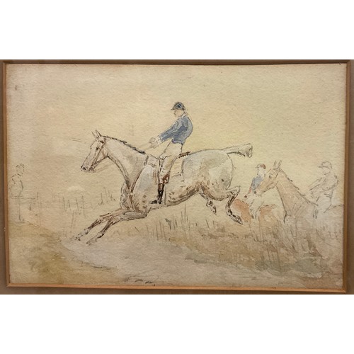 193 - Manner of Henry Thomas Alken, a pair, Horse trials, watercolours, 15cm x 22.5cm, (2).