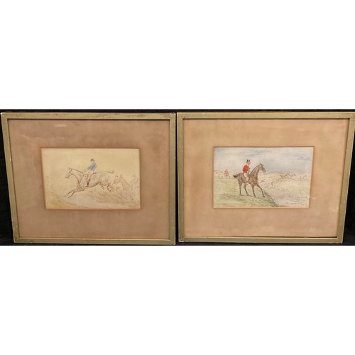 193 - Manner of Henry Thomas Alken, a pair, Horse trials, watercolours, 15cm x 22.5cm, (2).