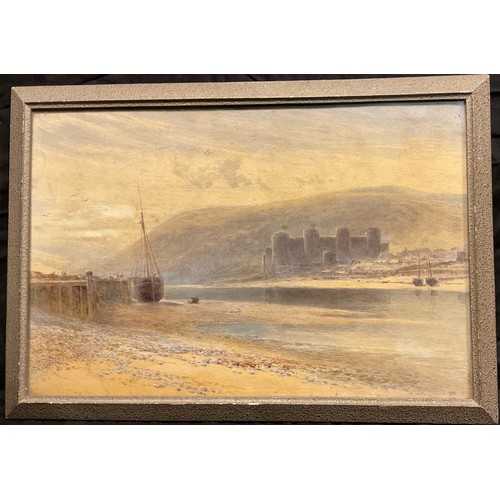 249 - Victorian school, ‘Conwy Castle’, signed with monogram, watercolour, 25cm x 38cm.