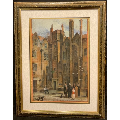 198 - Waldo Sargeant (19th century), Oate House Court Lincoln’s Inn, signed, dated 1883, watercolour, 37cm... 