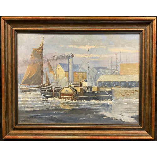 262 - M. Daley, Paddle Steamer ‘Imperial’, signed, oil on canvas, 30cm x 40cm.