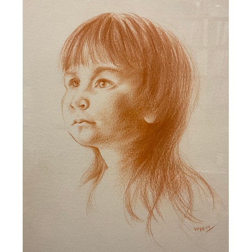 238 - Joyce Wyatt, Portrait of a Young Boy, signed, red chalk on paper, 64.5cm x 47.5cm;  another pair, sm... 