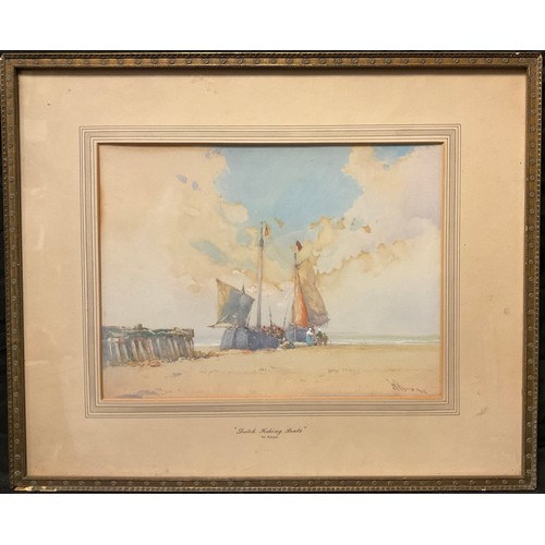 273 - Wilfred Knox, Dutch Fishing Boats, signed, watercolour, 27cm x 37cm.