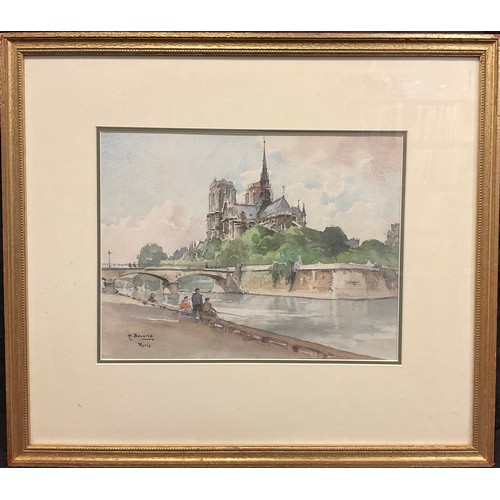 272 - Henri Bouverie, Notre Dame Park, signed, watercolour, 27cm x 35cm.