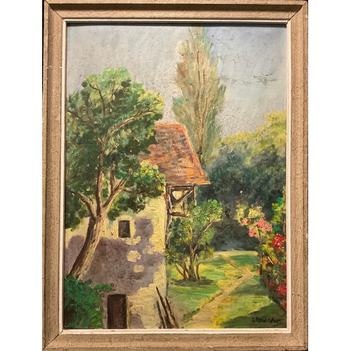 279 - Jean-Louis Roux, 
Le Jardin, 
signed, oil on board, 48cm x 44.5cm.