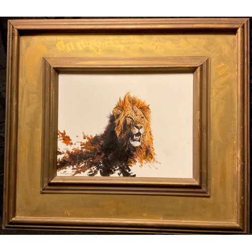 3 - Dharbinder S. Bamrah (1965–2007), Male Lion, signed, oil on canvas, 36cm x 46cm.