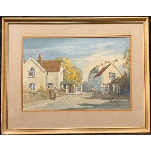 290 - Alec Butson, Toll Gate, Hadley Common, signed, watercolour, 32cm x 47cm.