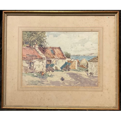 292 - J. Wilson Mckinnell, Corner of an Arran Croft, signed, watercolour, 27cm x 37.5cm.