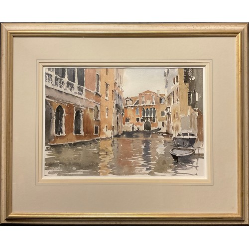 298 - John Yardley, (Bn 1933) Little Canal Venice, signed, watercolour, title label verso,  34cm x 51cm