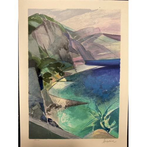 50 - Camille Hilaire (1916 - 2004) Les Calanques, coloured limited edition lithograph, signed in pencil, ... 