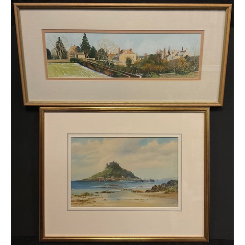 140A - W. H. Sweet, Saint Michael’s Mount, signed, watercolour, 18cm x 27.5cm;  another, watercolour, signe... 