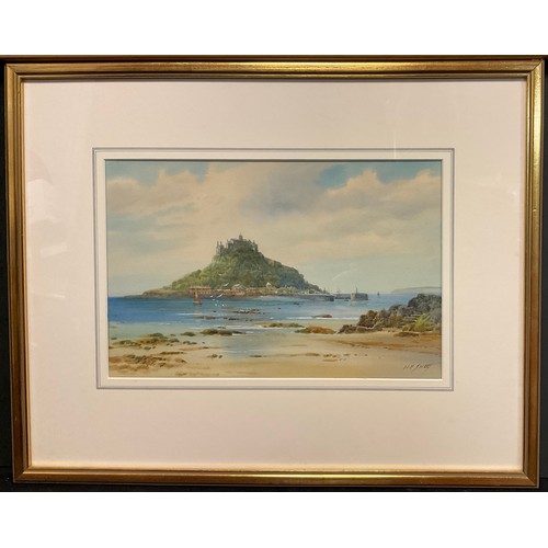 140A - W. H. Sweet, Saint Michael’s Mount, signed, watercolour, 18cm x 27.5cm;  another, watercolour, signe... 