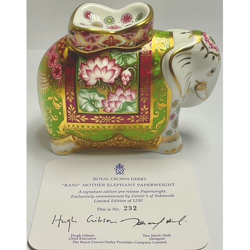 32 - A Royal Crown Derby paperweight, Rani Mother Elephant, commissioned by Govier's of Sidmouth, Limited... 