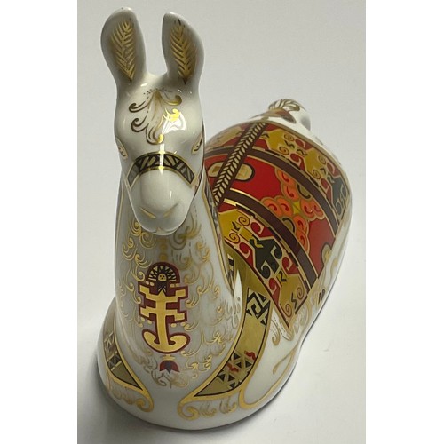 44 - A Royal Crown Derby paperweight, Llama, gold stopper, unboxed