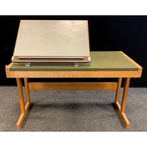 56 - Mid century design - a studio desk by British Thornton Ltd., beechwood frame, green melamine work su... 