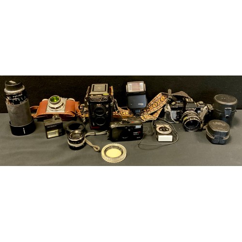 266 - Cameras - Yashica Mat 124 G medium format camera;  others Contax 139 Quartz SLR camera, Sigma 24mm l... 