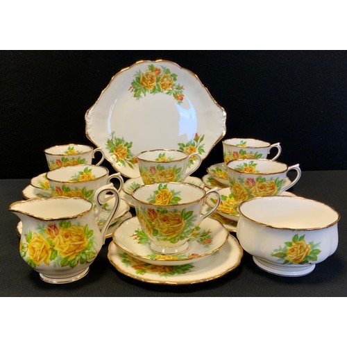 383 - A Royal Albert Tea Rose pattern tea set, for six, printed marks