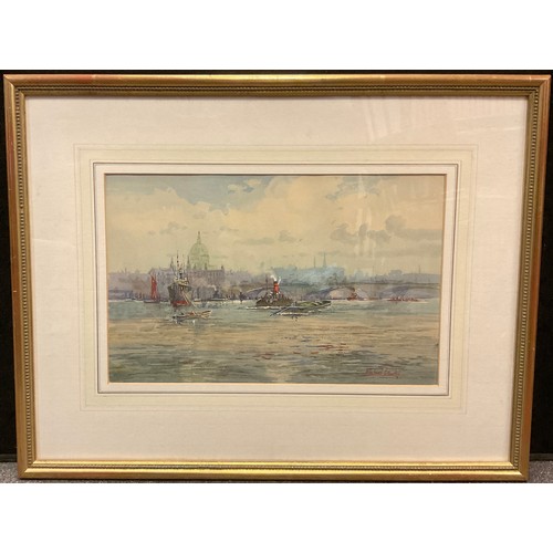 337 - Michael Crawley (contemporary)
Thames Shipping, London
signed, titled to verso, watercolour, 24cm x ... 