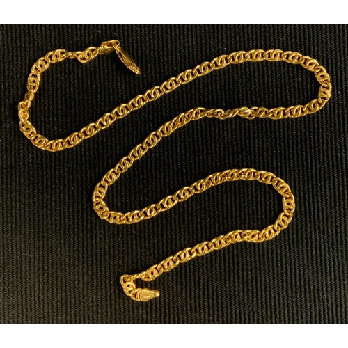 506 - A yellow metal gucci curb link necklace, stamped 750, 9g