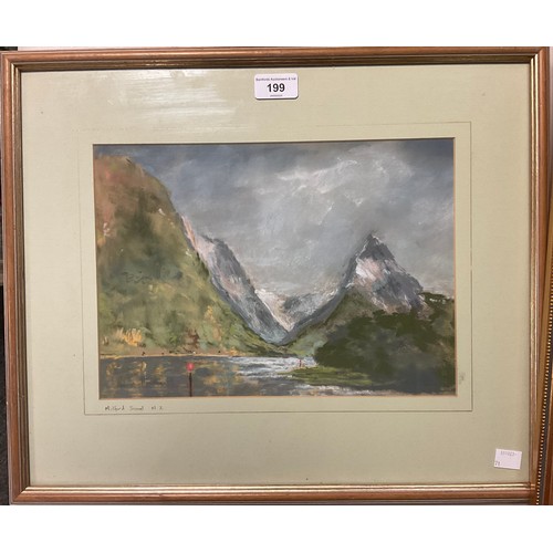 199 - Robert Hamilton, Milford Sound, New Zealand, signed, pastel, 23cm x 32cm.