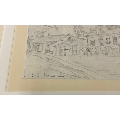 45 - After L. S. Lowry, Village Scene, pencil sketch, bears signature, dated 1960, 20cm x 29cm