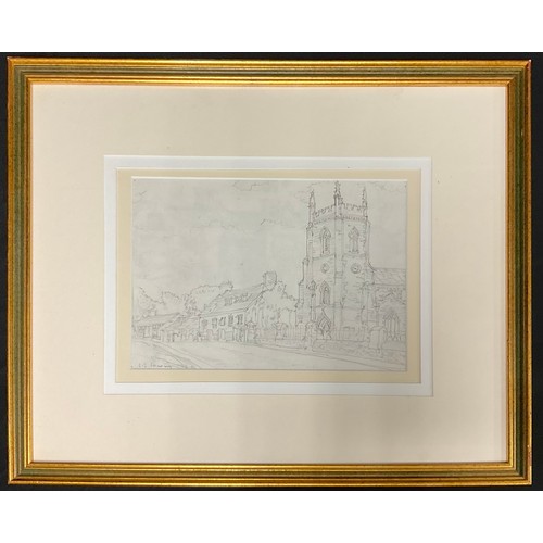 45 - After L. S. Lowry, Village Scene, pencil sketch, bears signature, dated 1960, 20cm x 29cm