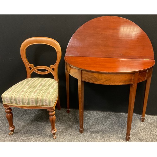 72 - A 19th century mahogany Demi-lune tea table, inlaid to top with half patera and kingwood banding, ta... 