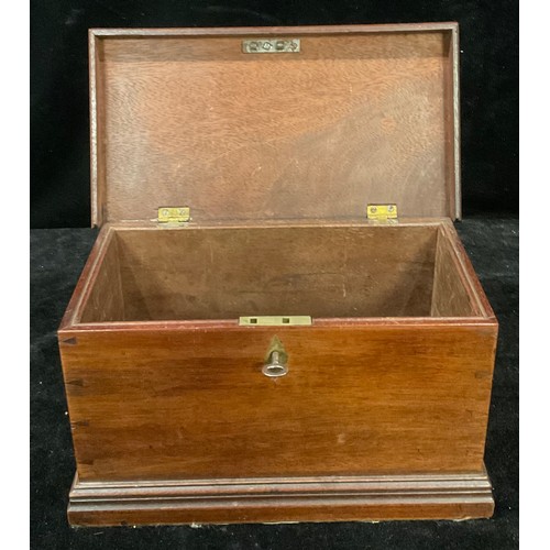 175 - A 19th century miniature mahogany blanket box, hinged top, skirted base, 14.5cm high, 25cm wide, 13c... 