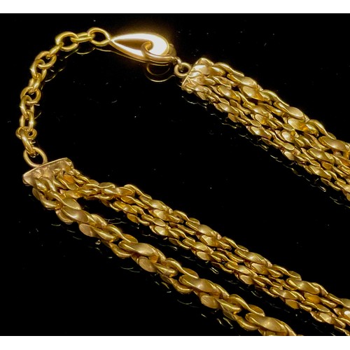 425 - A German rolled gold three strand fancy link necklace, another gold plated rope twist (2)