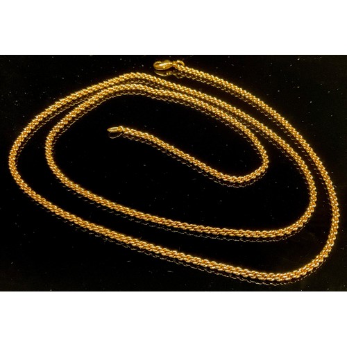 425 - A German rolled gold three strand fancy link necklace, another gold plated rope twist (2)