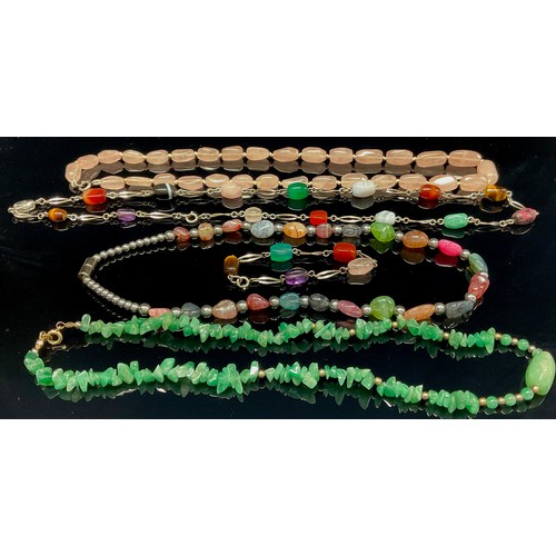 464 - Jewellery - Four stone mixed stone and other bead necklaces, various colours