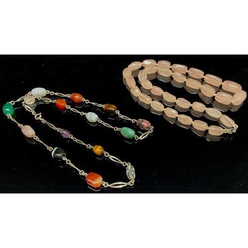 464 - Jewellery - Four stone mixed stone and other bead necklaces, various colours