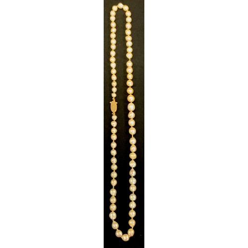 465 - A pearl necklace, gold coloured metal clasp