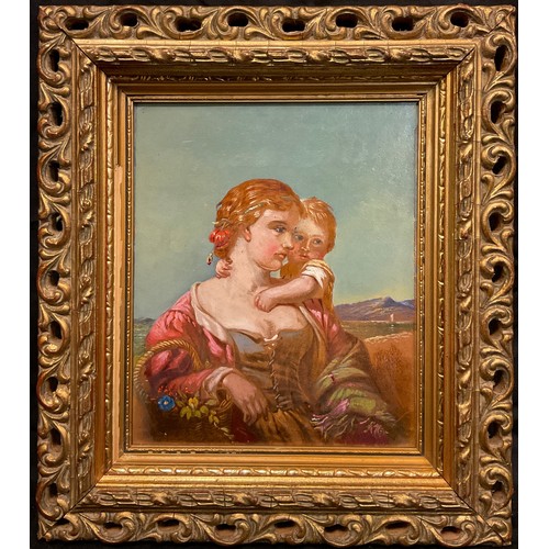 71A - Paul Falconer Poole, attributed to, Mother and child, oil on board, 21cm x 17cm.