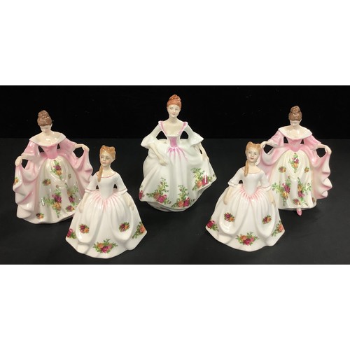 188 - A Royal Doulton figure, Country Rose HN 3221; another pair Kathryn HN 4948, printed with Old Country... 