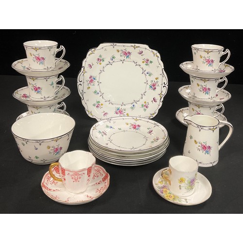 232 - An early 20th century Wellington China tea set for six; a Royal Crown Derby coffee cup and saucer; a... 