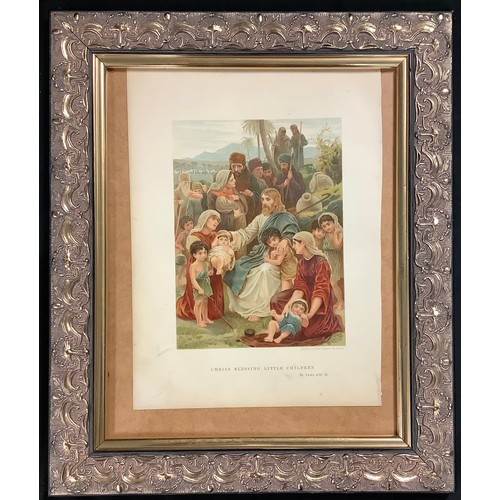 306 - Mid 19th century religious lithographs in gilt/wooden frames depicting biblical scenes, ‘David and G... 